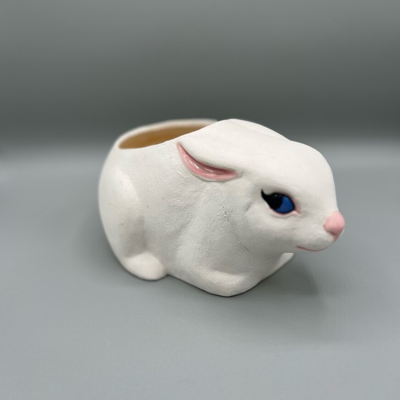 vintage ceramic white rabbit bunny planter decor - Picture 4 of 6